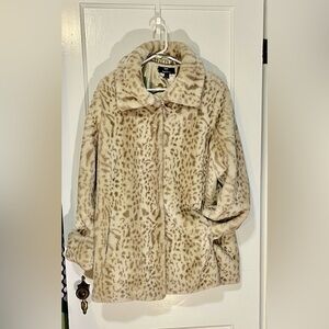 Dennis Basso Cream Leopard Teddy Jacket